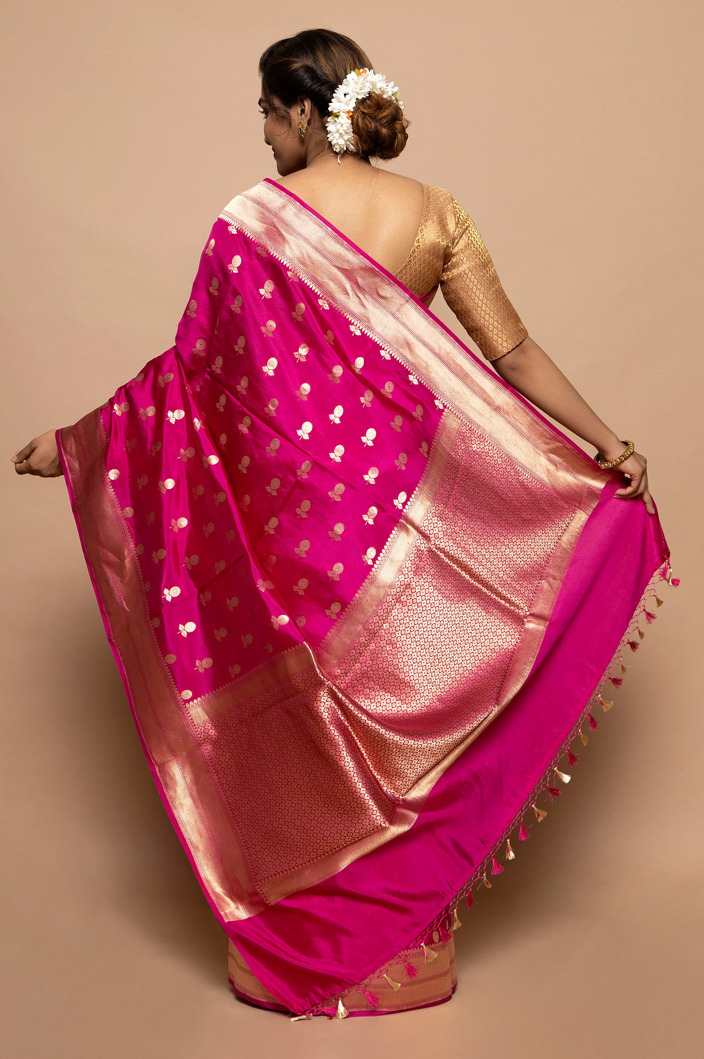 Banarasi Silk Katan Butta Pink Saree
