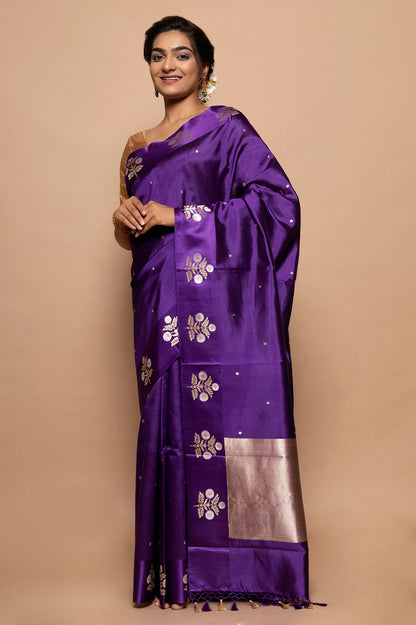 Banarasi Silk Butta Violet Saree