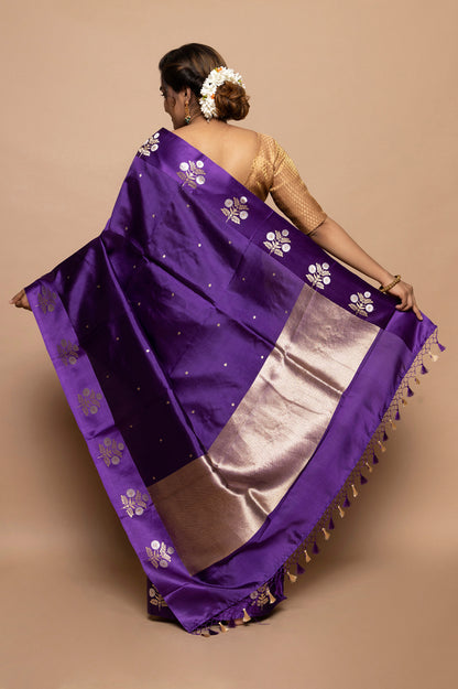Banarasi Silk Butta Violet Saree