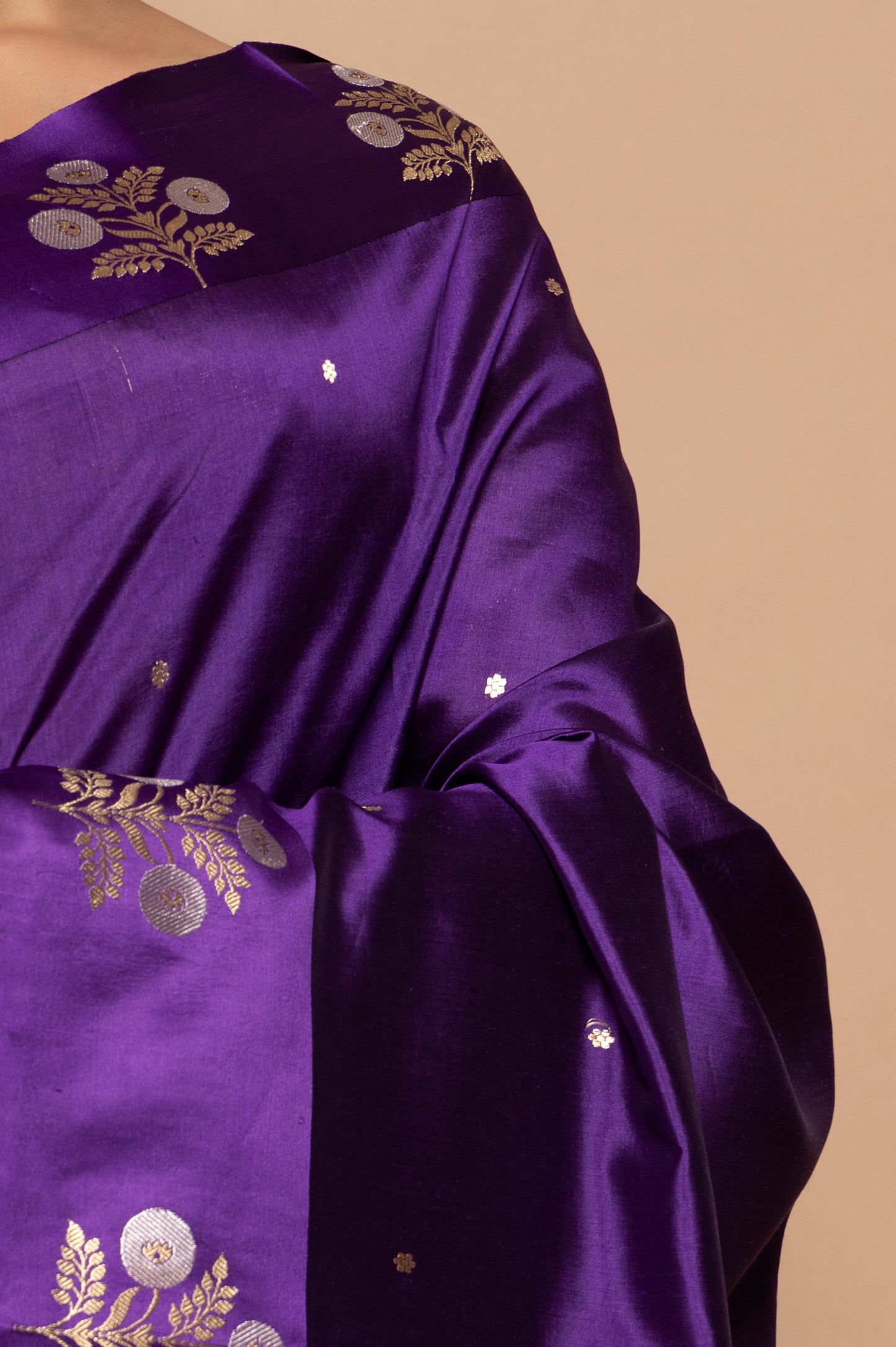 Banarasi Silk Butta Violet Saree