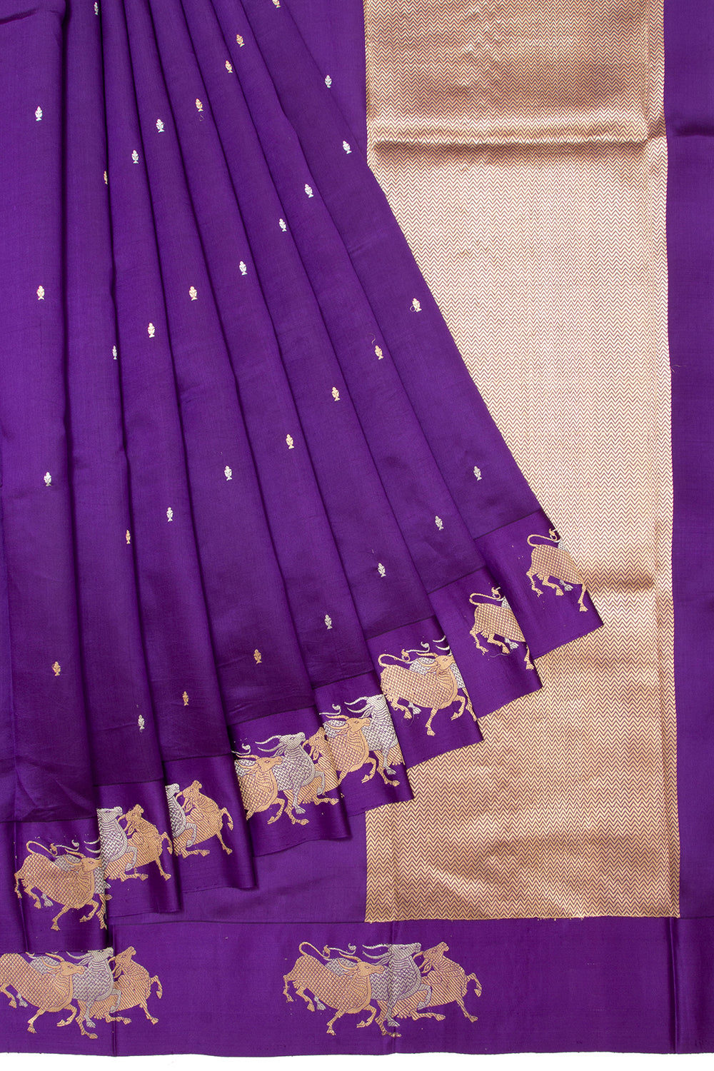 Banarasi Silk Katan Butta Violet Saree