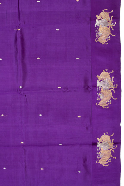 Banarasi Silk Katan Butta Violet Saree