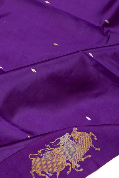 Banarasi Silk Katan Butta Violet Saree