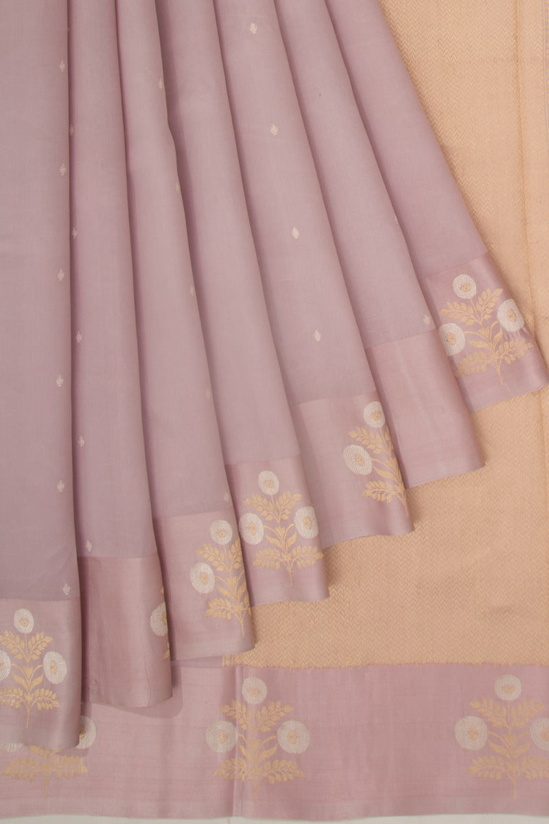 Banarasi Silk Katan Butta Lilac Saree