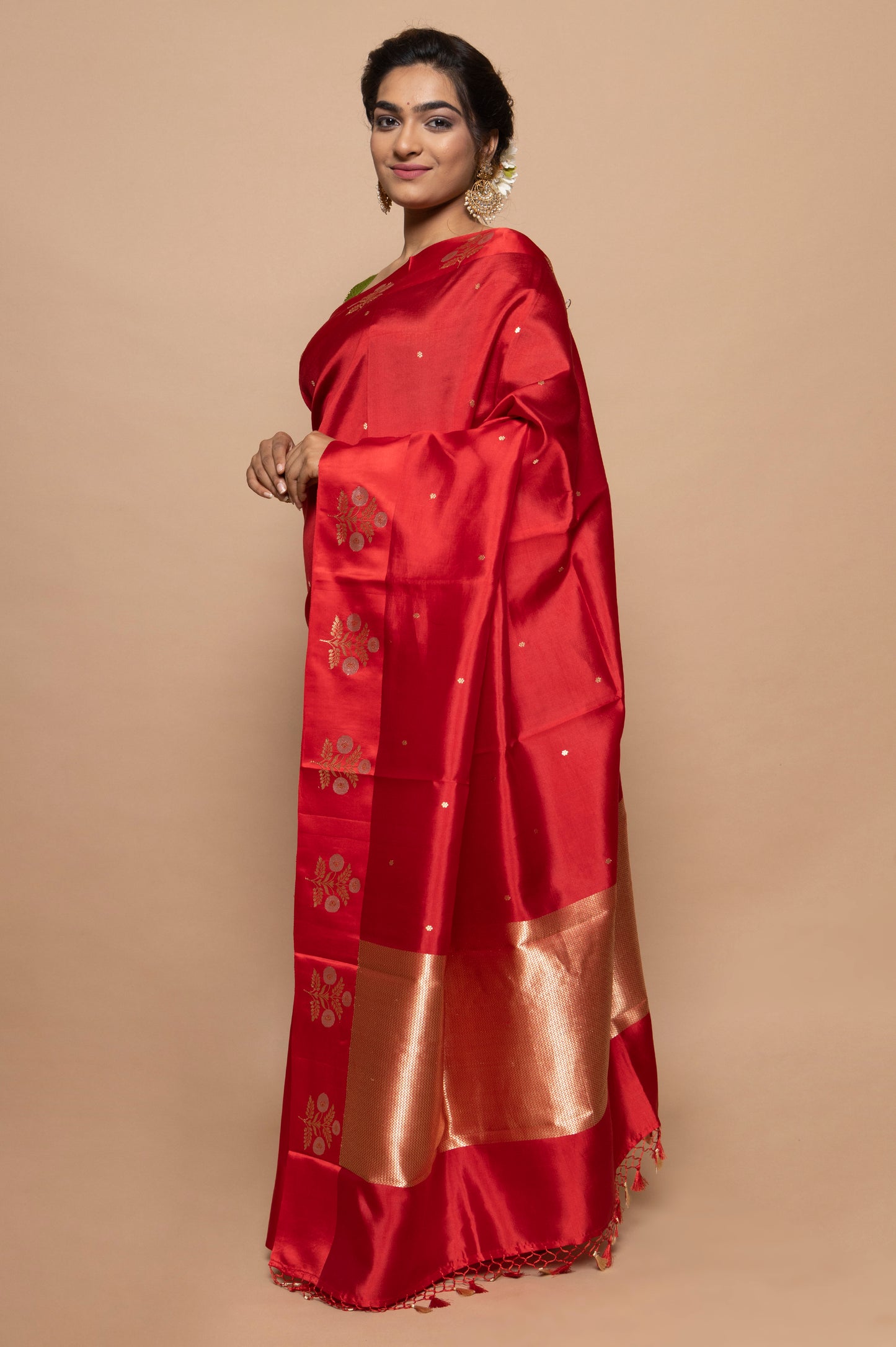 Banarasi Silk Katan Butta Red Saree