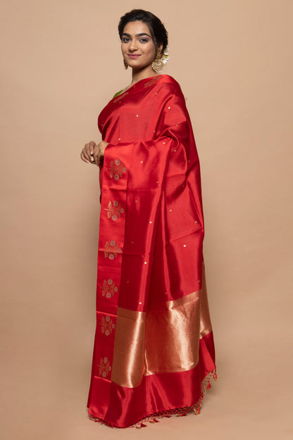 Banarasi Silk Katan Butta Red Saree