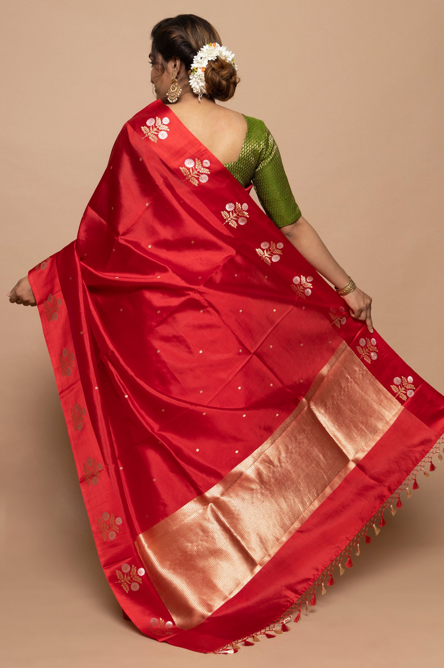 Banarasi Silk Katan Butta Red Saree