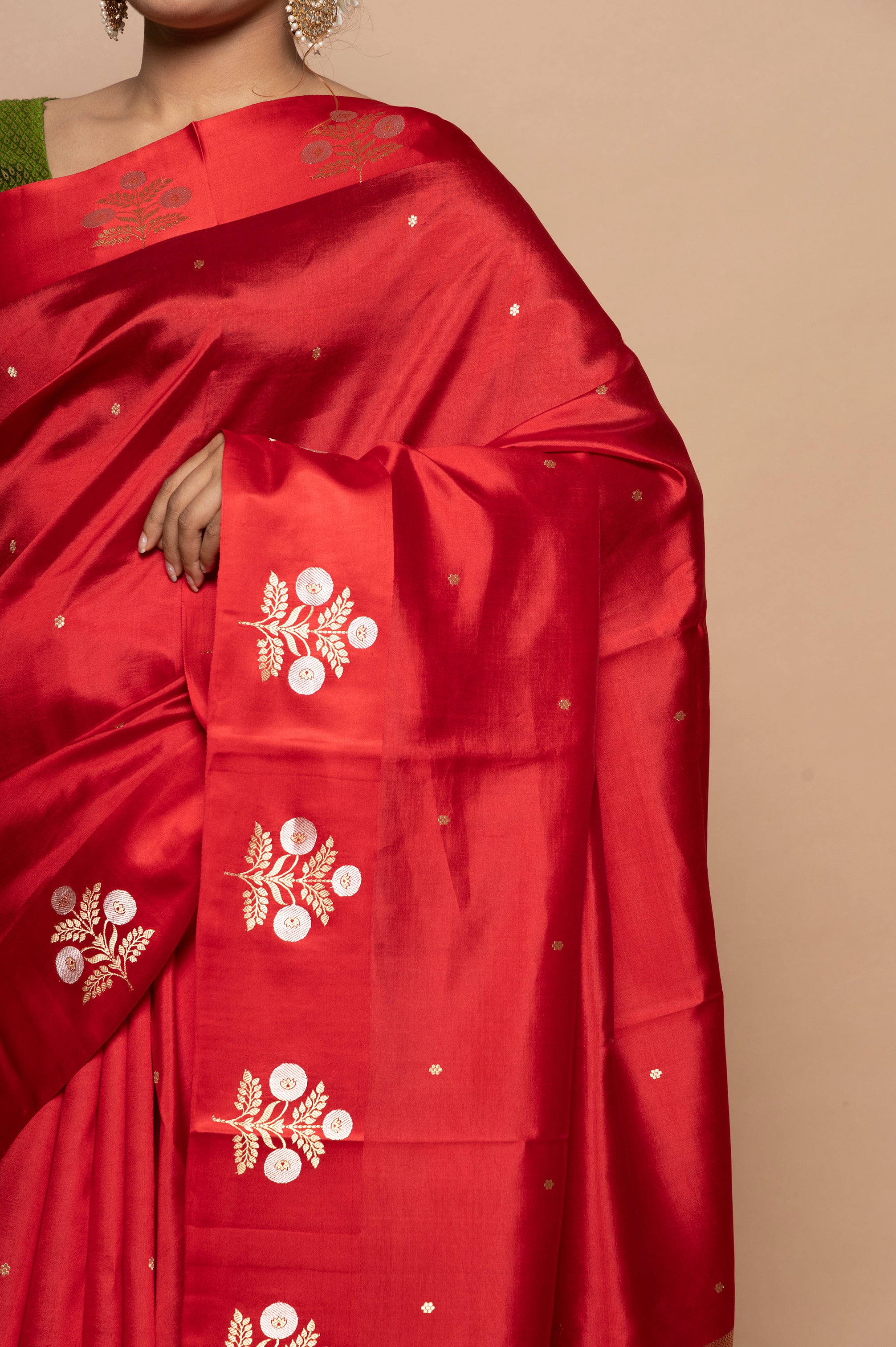 Banarasi Silk Katan Butta Red Saree