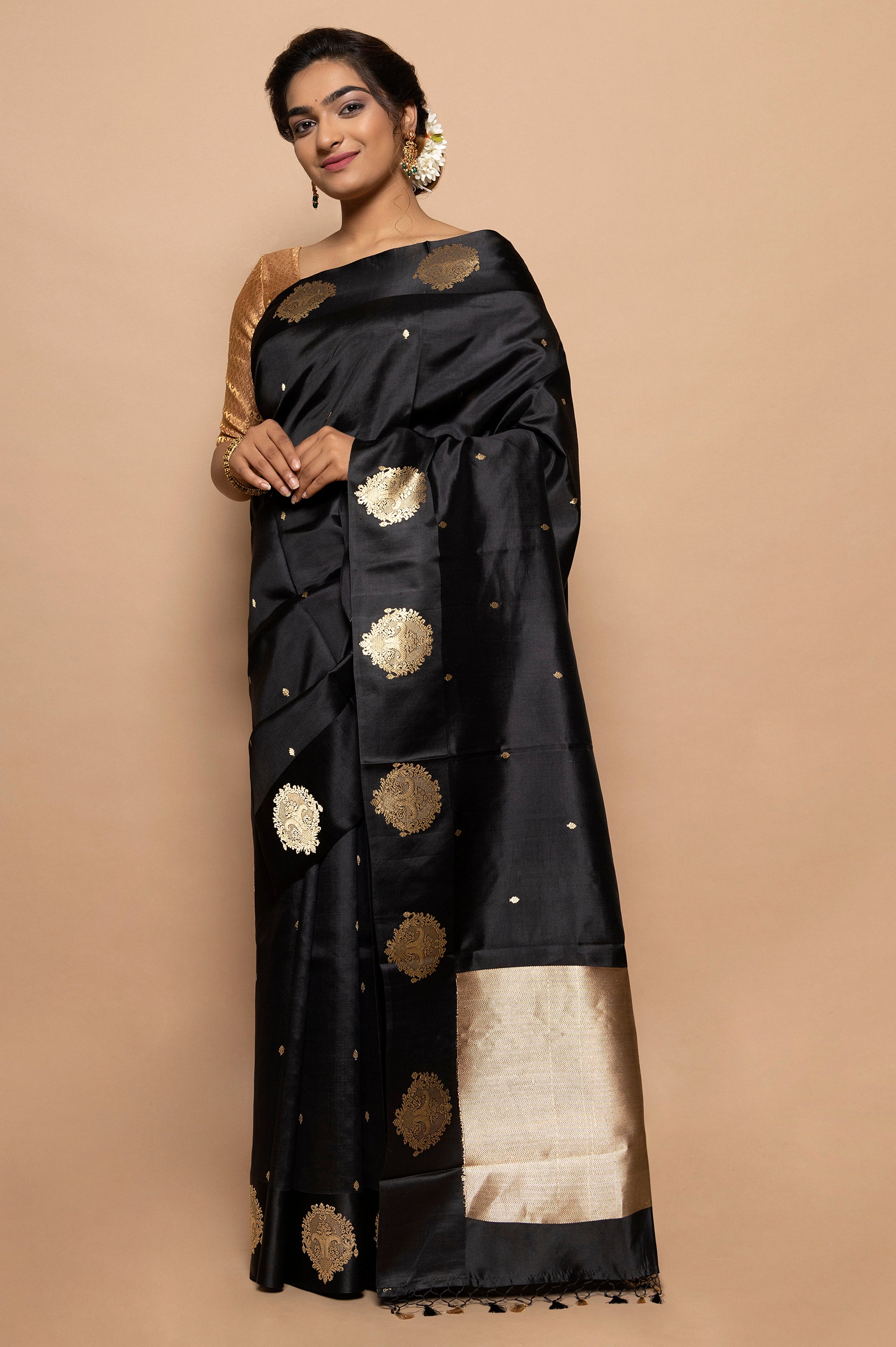 Banarasi Silk Butta Black Saree