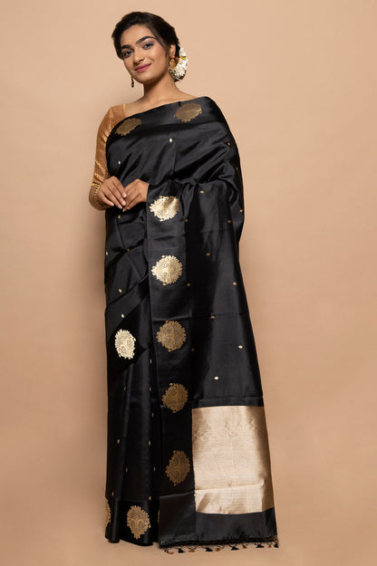Banarasi Silk Butta Black Saree