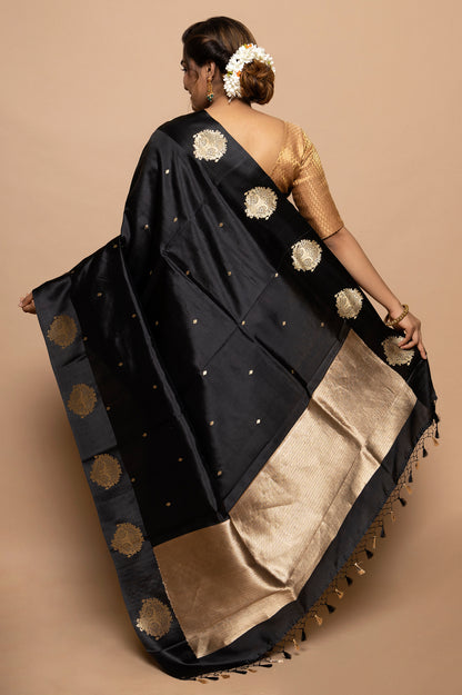 Banarasi Silk Butta Black Saree