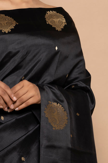 Banarasi Silk Butta Black Saree