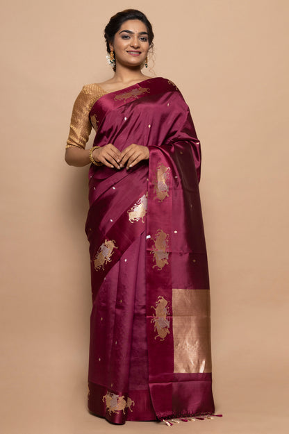 Banarasi Silk Katan Butta Purple Saree