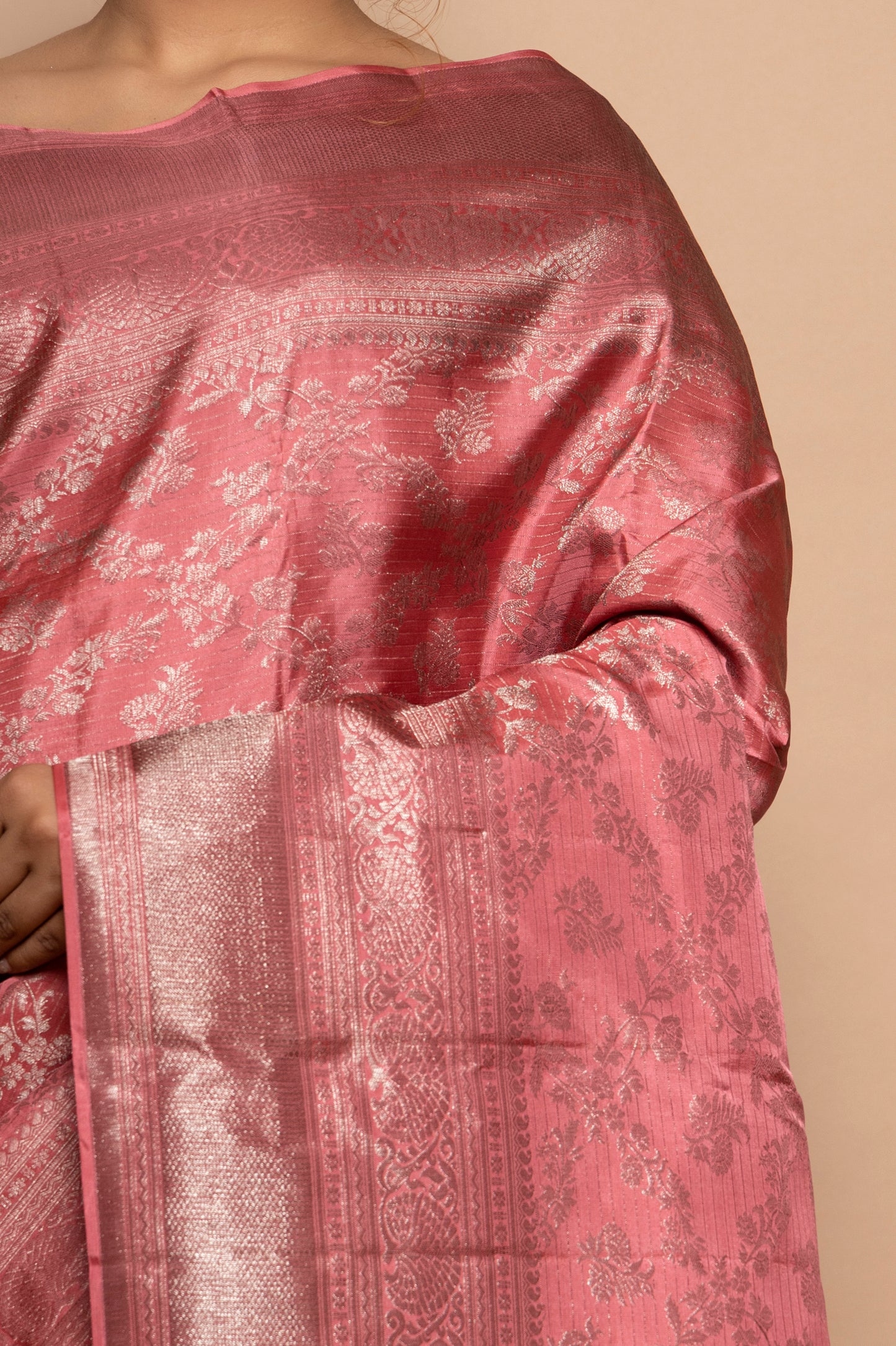Taranga Kanchi SIlk Jaal Pink Saree