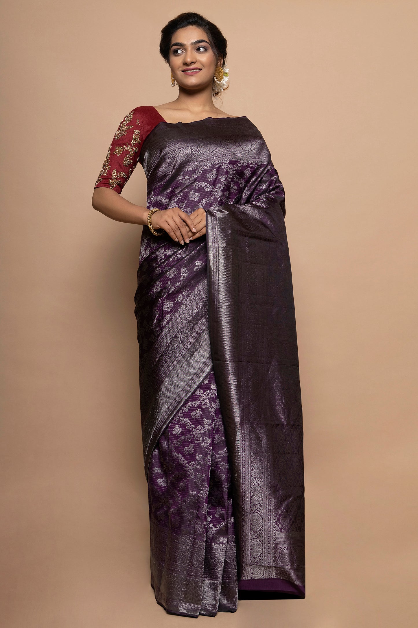 Taranga Kanchi Silk Jaal Purple Saree