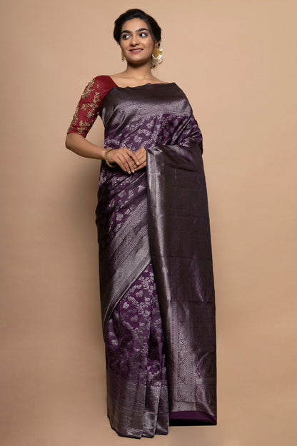 Taranga Kanchi Silk Jaal Purple Saree