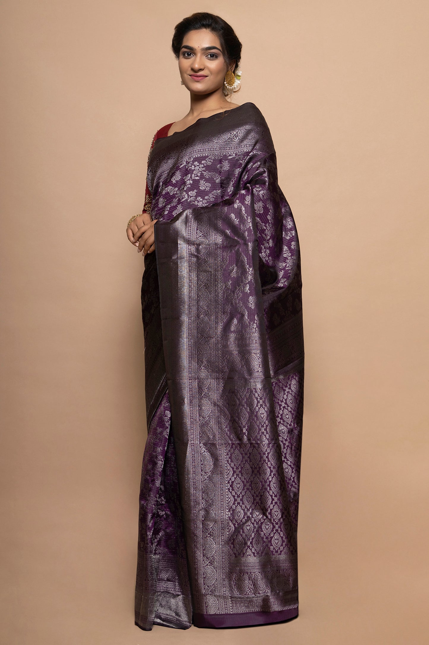 Taranga Kanchi Silk Jaal Purple Saree