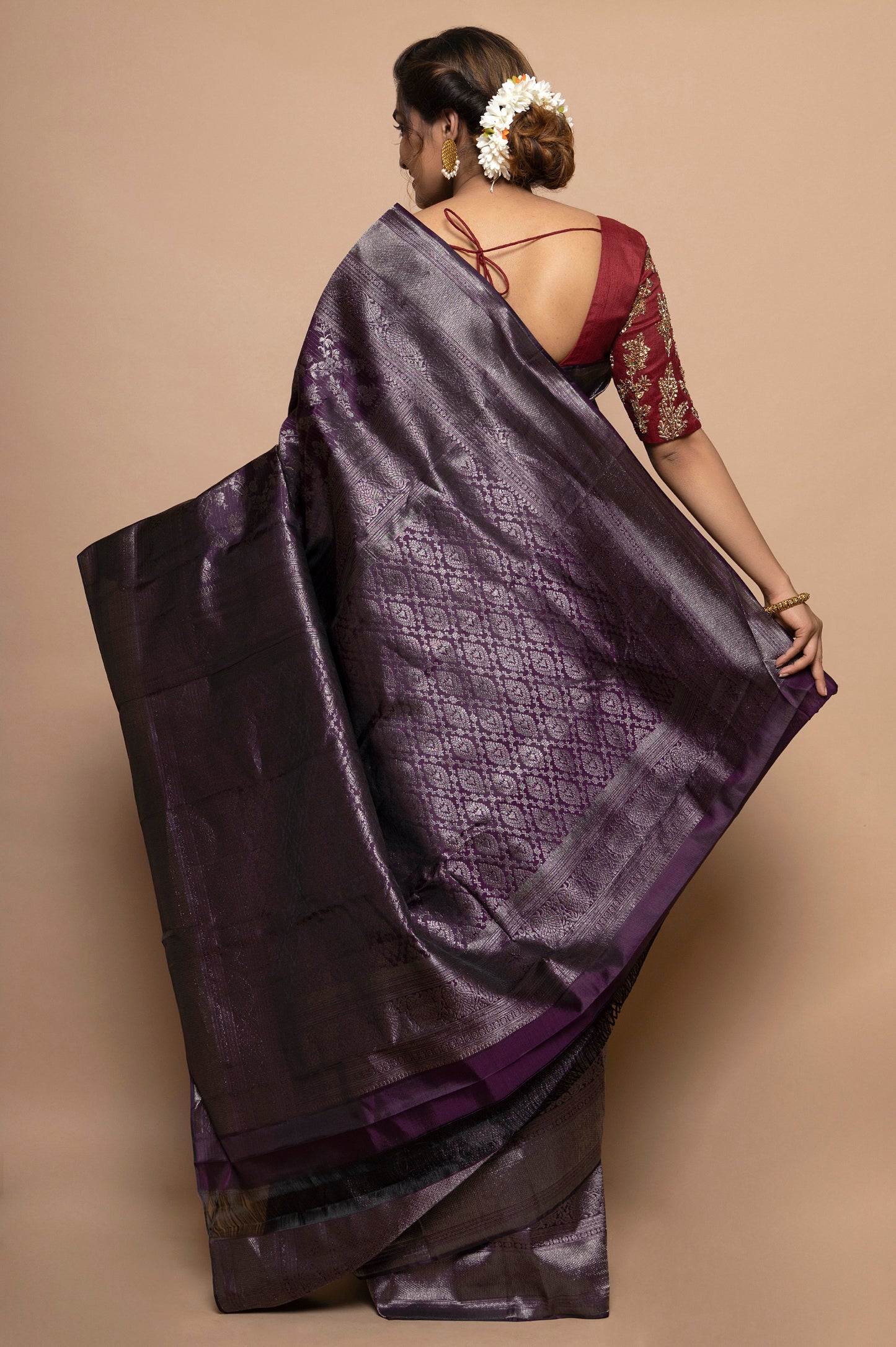 Taranga Kanchi Silk Jaal Purple Saree