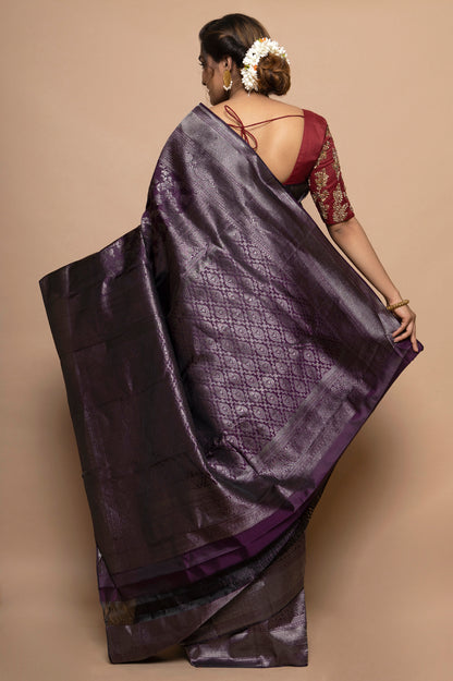 Taranga Kanchi Silk Jaal Purple Saree