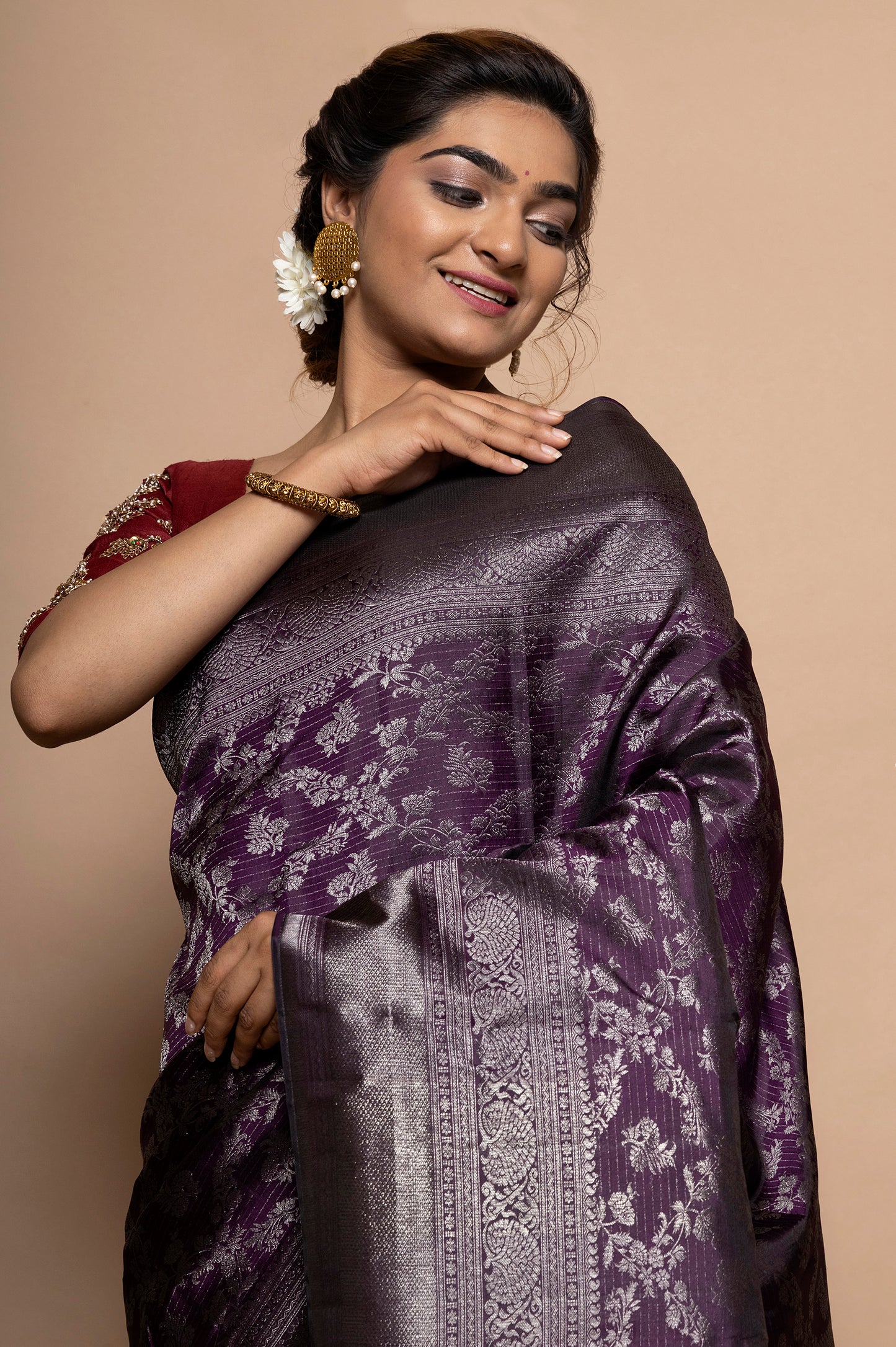 Taranga Kanchi Silk Jaal Purple Saree