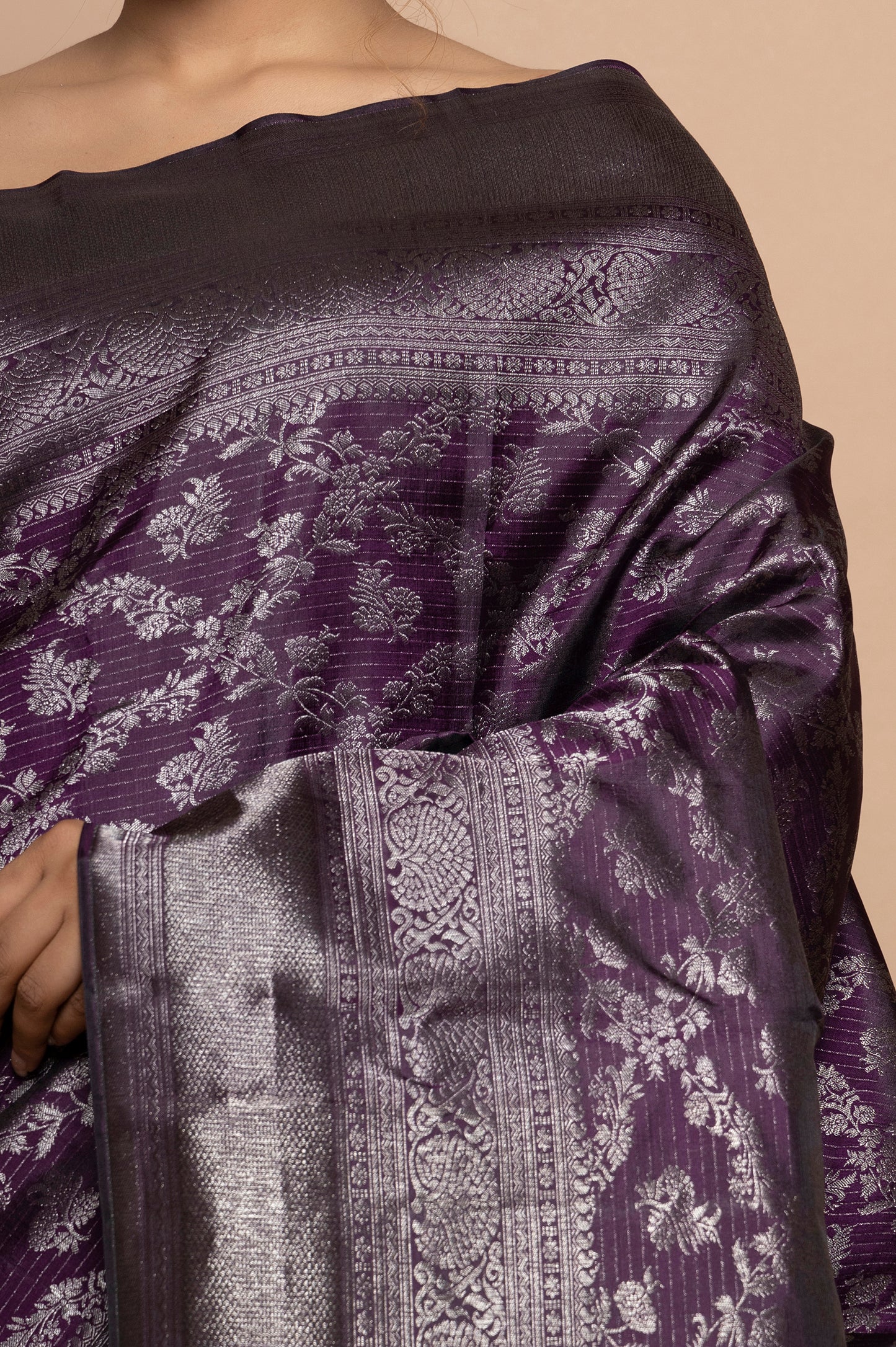 Taranga Kanchi Silk Jaal Purple Saree