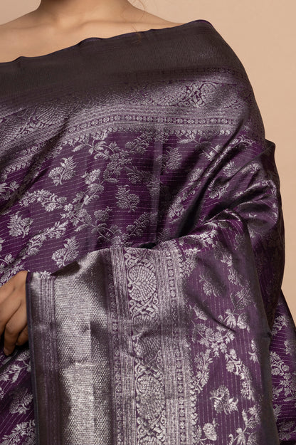 Taranga Kanchi Silk Jaal Purple Saree