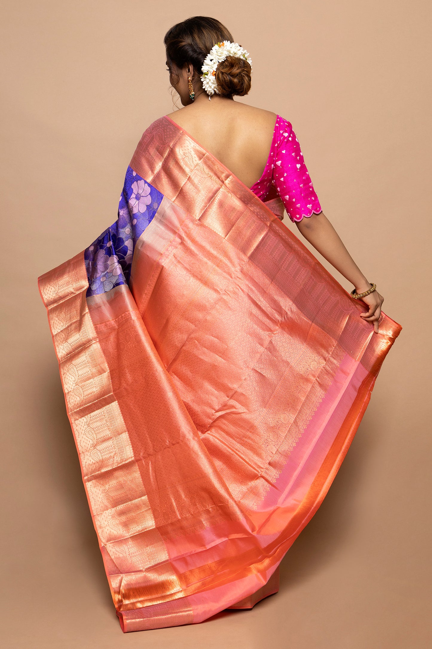 Taranga Kanchi Silk Floral Printed Violet Saree