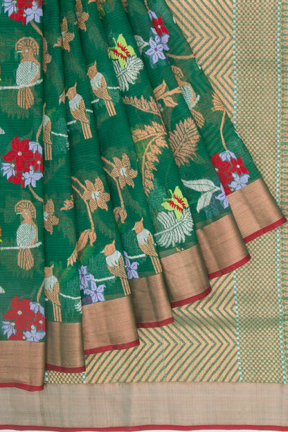 Kota Silk All Over Jamdani Green Saree