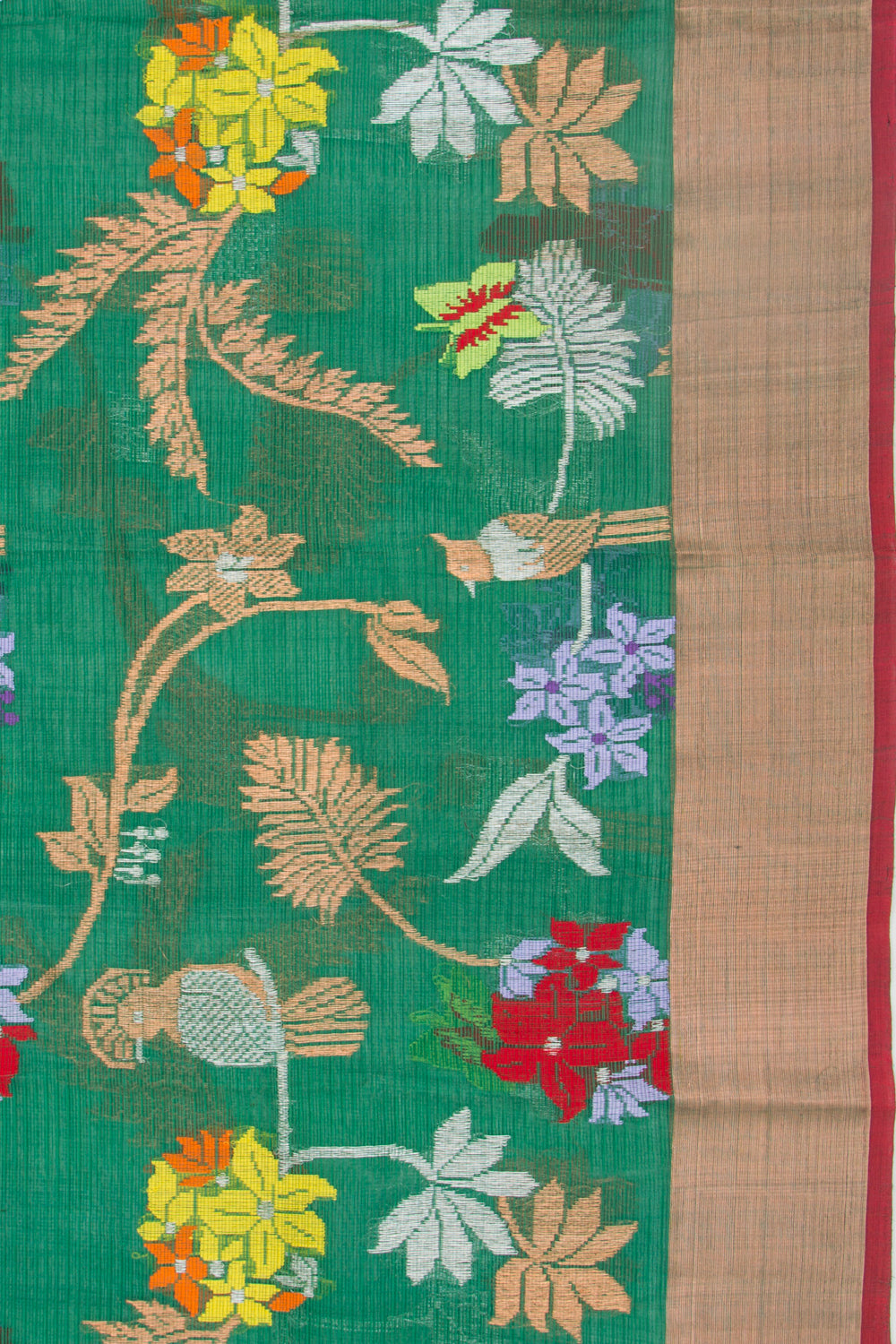 Kota Silk All Over Jamdani Green Saree