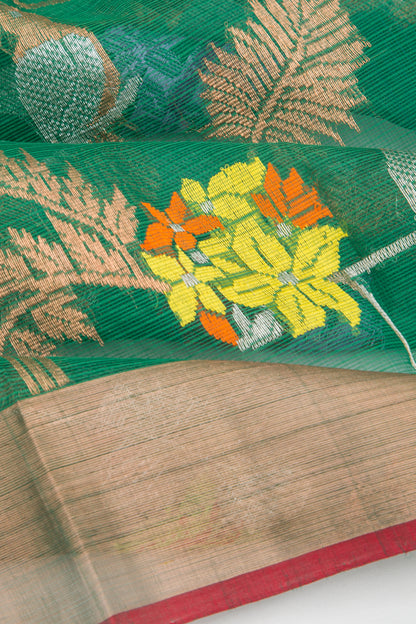 Kota Silk All Over Jamdani Green Saree