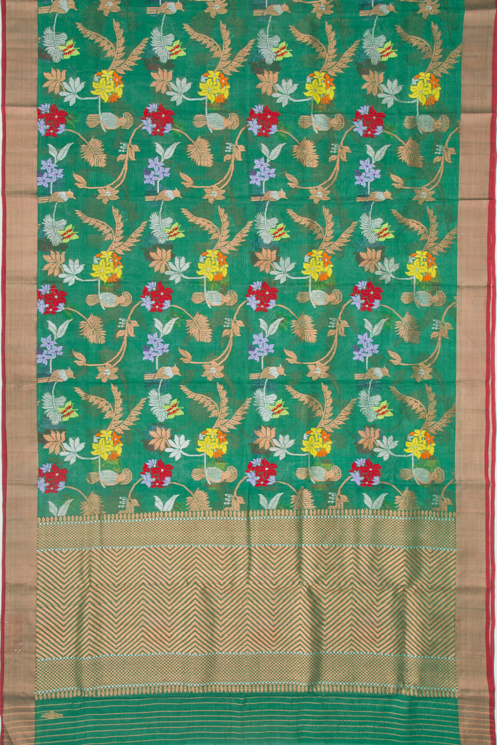 Kota Silk All Over Jamdani Green Saree