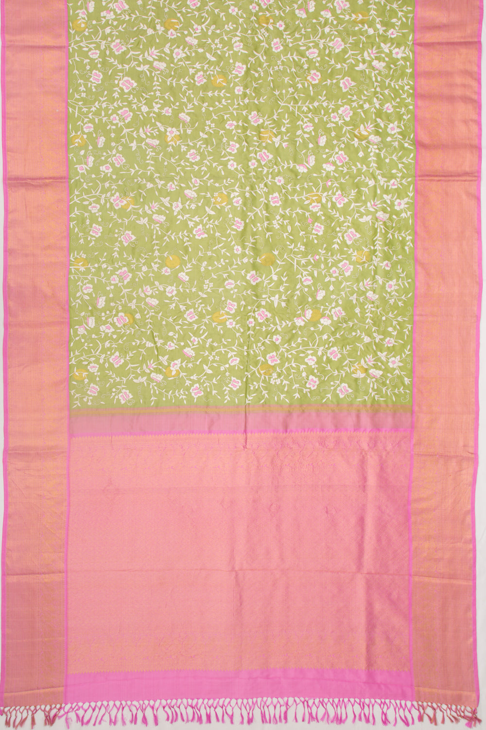 Parsi Gara Kanchipuram Silk Embroidery Green Saree