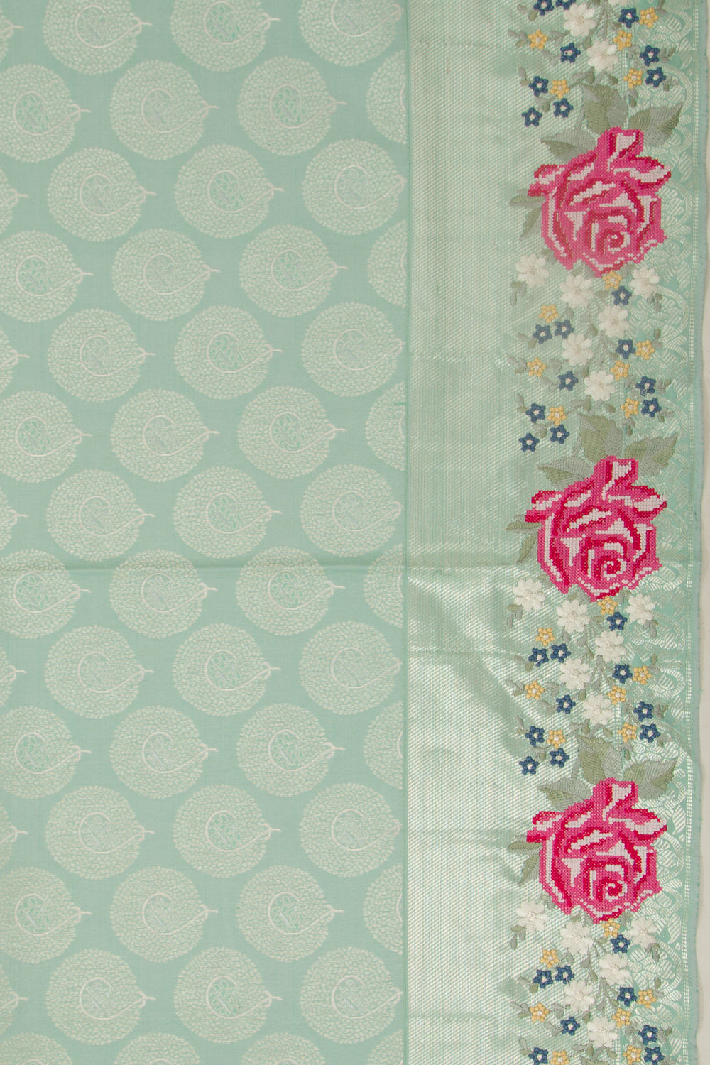 Banarasi Silk Brocade Embroidery Border Pastel Green Saree