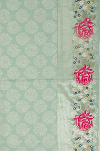 Banarasi Silk Brocade Embroidery Border Pastel Green Saree