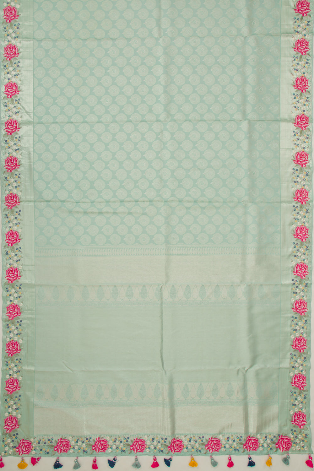 Banarasi Silk Brocade Embroidery Border Pastel Green Saree