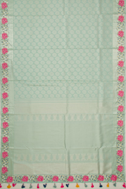 Banarasi Silk Brocade Embroidery Border Pastel Green Saree