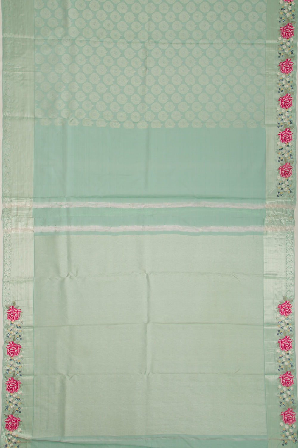 Banarasi Silk Brocade Embroidery Border Pastel Green Saree