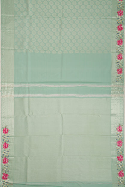 Banarasi Silk Brocade Embroidery Border Pastel Green Saree
