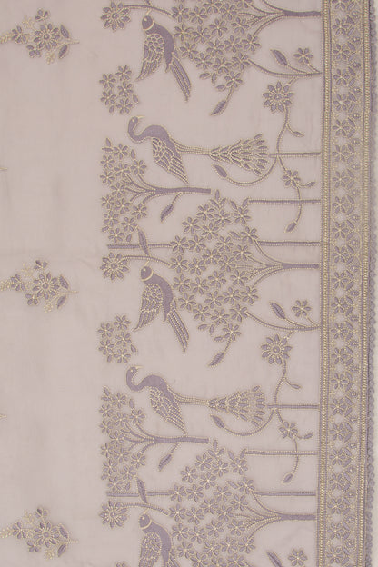 Organza Floral Embroidery Butta Lavender Saree