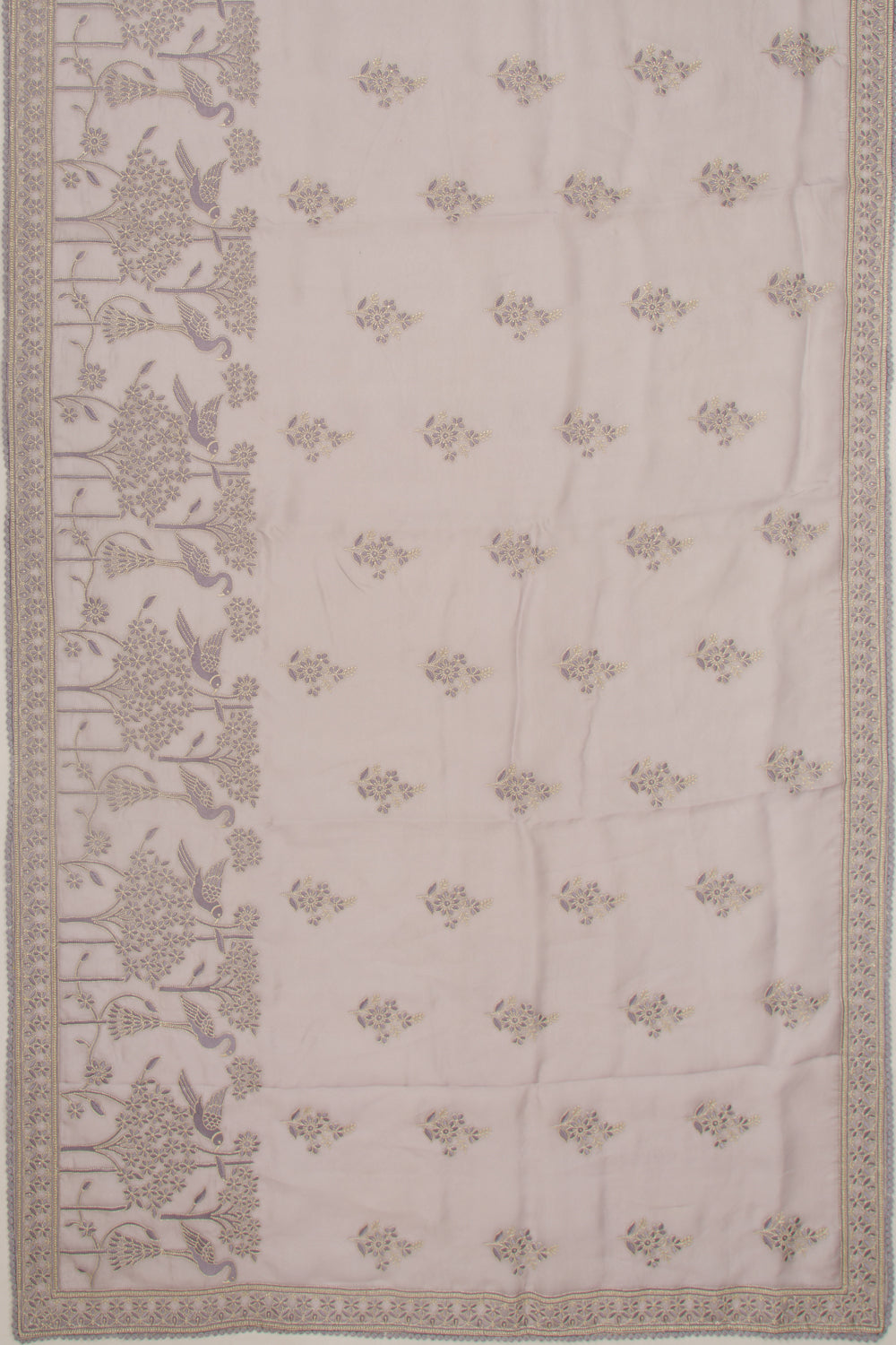 Organza Floral Embroidery Butta Lavender Saree