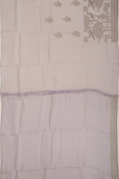 Organza Floral Embroidery Butta Lavender Saree