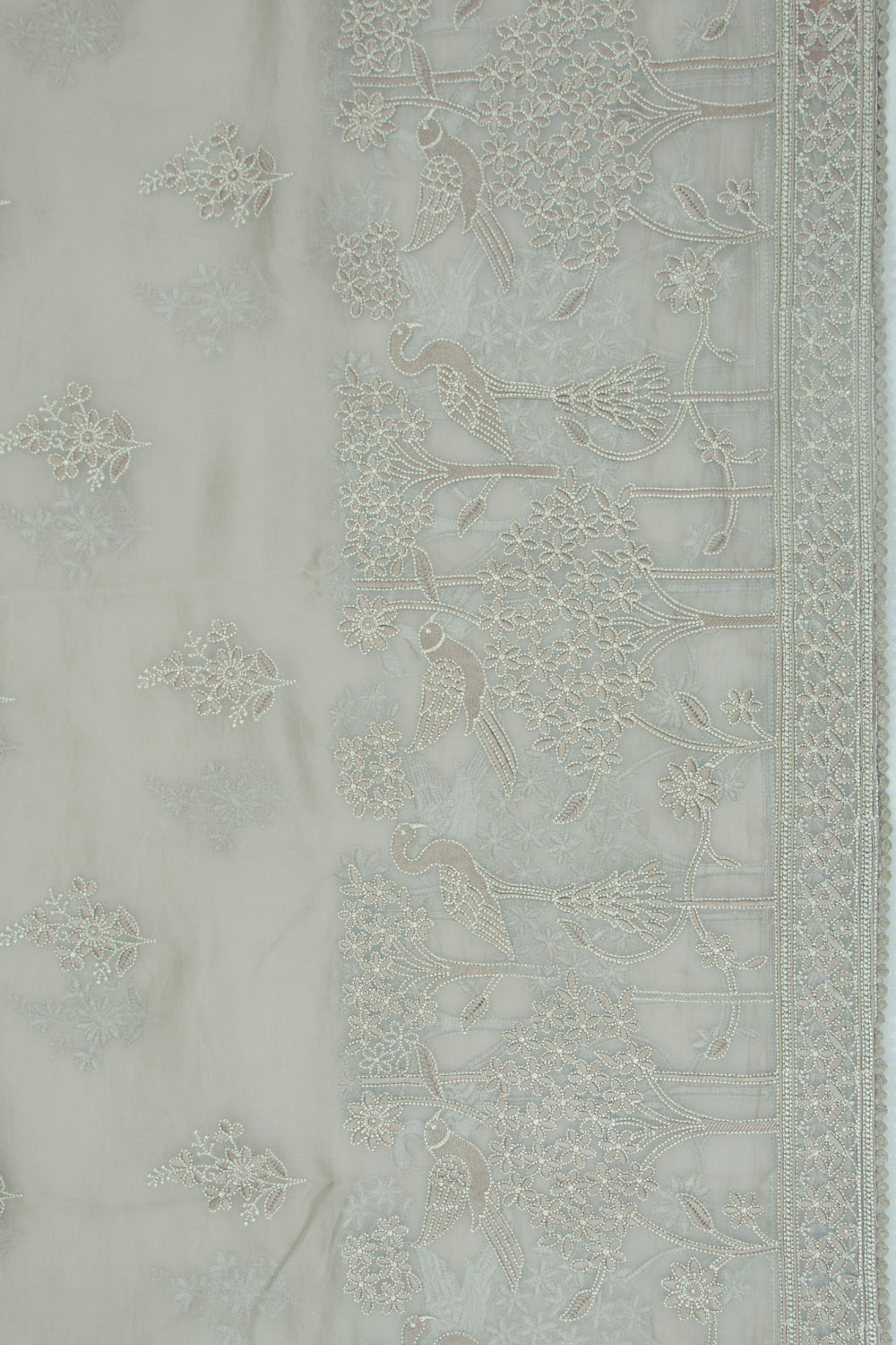 Organza Floral Embroidery Butta Pastel Blue Saree