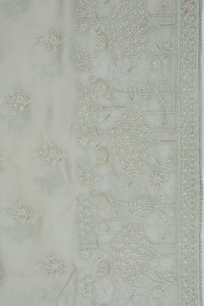 Organza Floral Embroidery Butta Pastel Blue Saree