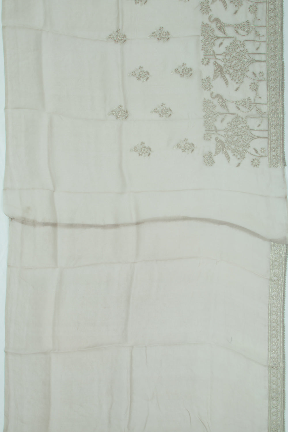 Organza Floral Embroidery Butta Pastel Blue Saree