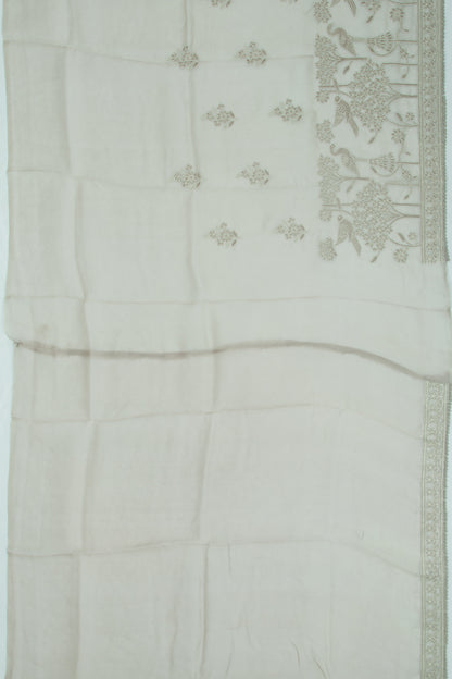 Organza Floral Embroidery Butta Pastel Blue Saree