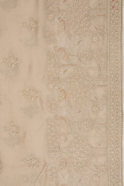 Organza Floral Embroidery Butta Cream Saree