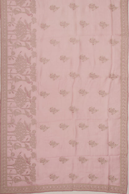 Organza Floral Embroidery Butta Baby Pink Saree
