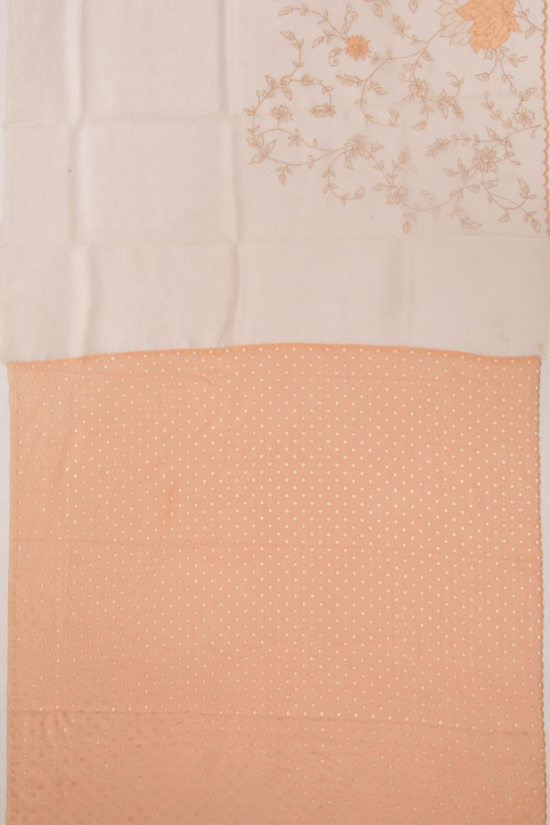 Organza Floral Embroidery Cream Saree