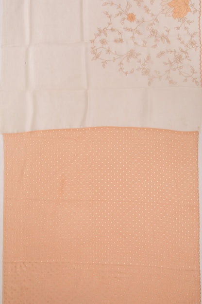 Organza Floral Embroidery Cream Saree
