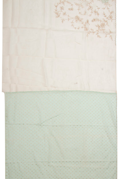 Organza Floral Embroidery White Saree With Scallop Edge
